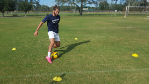 Cody running through a couple soccer drills for evolution of touch